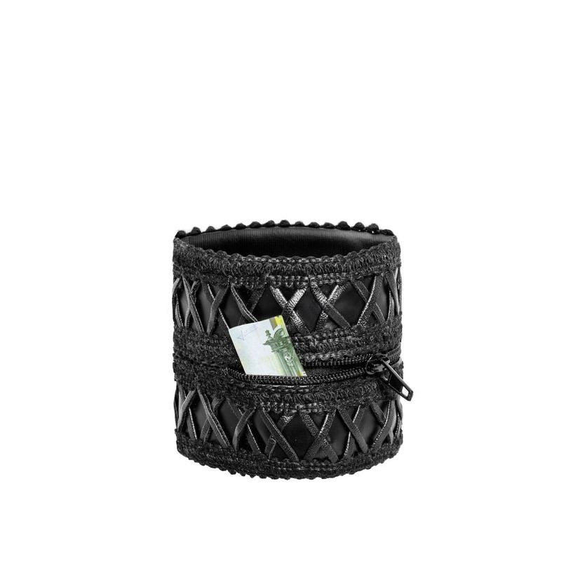 Wrist Wallet with Hidden Zipper One Size Black