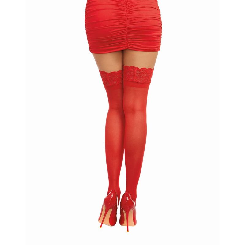 Dreamgirl Lace Top Thigh High Stockings Red One Size