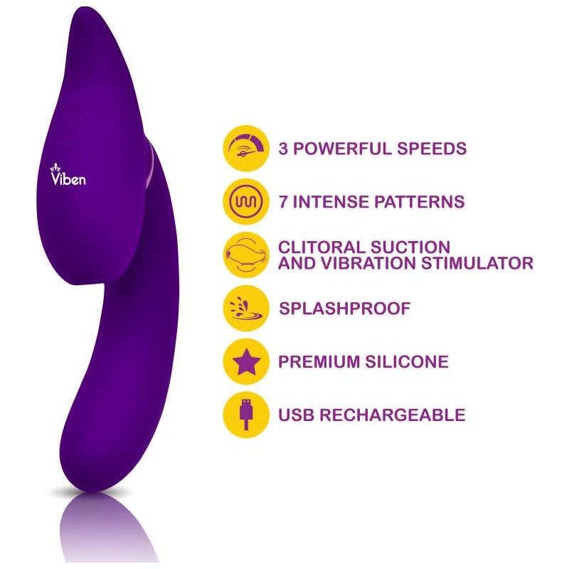 Symphony 21 Mode Swivel Suction Head Triple Motor Vibrator Purple