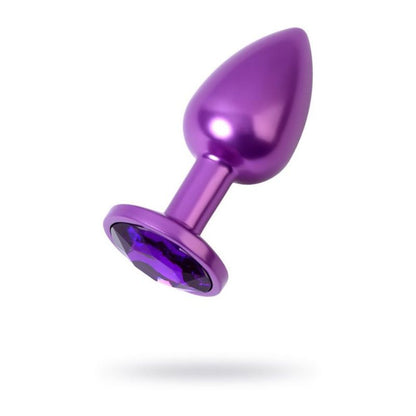 Purple Metal Anal Plug w Purple Crystal Small