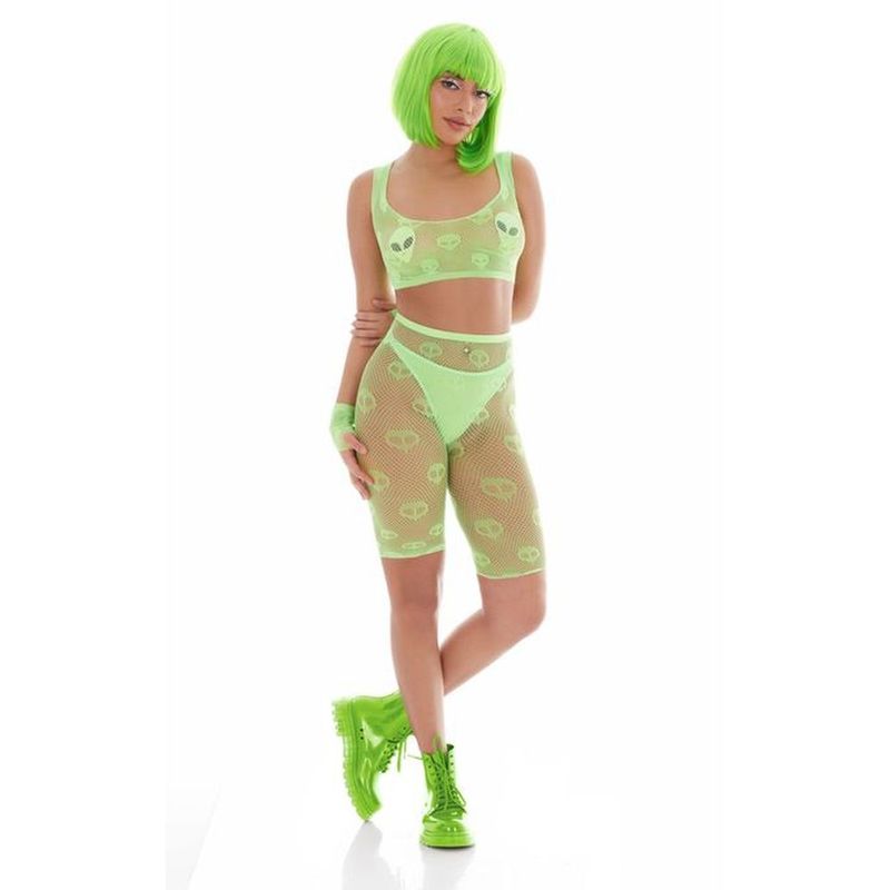 Out of This World Green Bodysuit Set with Alien Pasties One Size