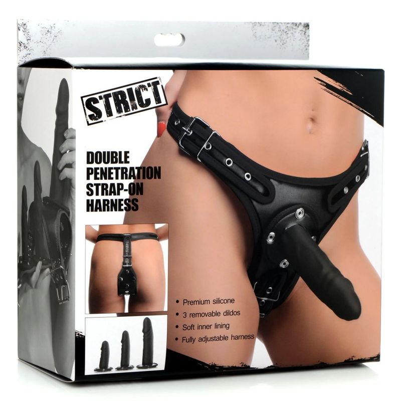 Strict double penetration strap-on harness retail box