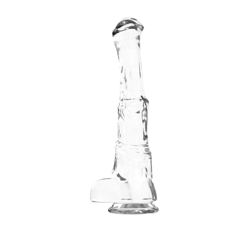 S-Hande Duke XXL horse dildo in Clear with sculpted shaft and suction base
