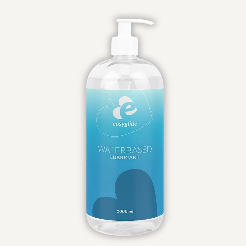 EasyGlide water-based lubricant in a clear 1000ml bottle with a white pump