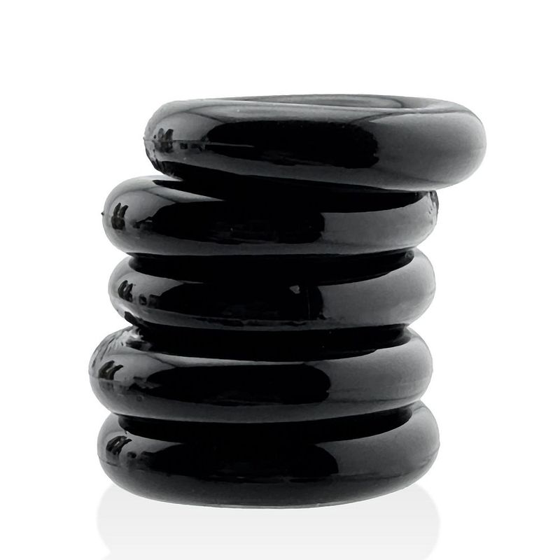 Hunkyjunk Jacker Stack Black five-ring set, five black rings stacked upright