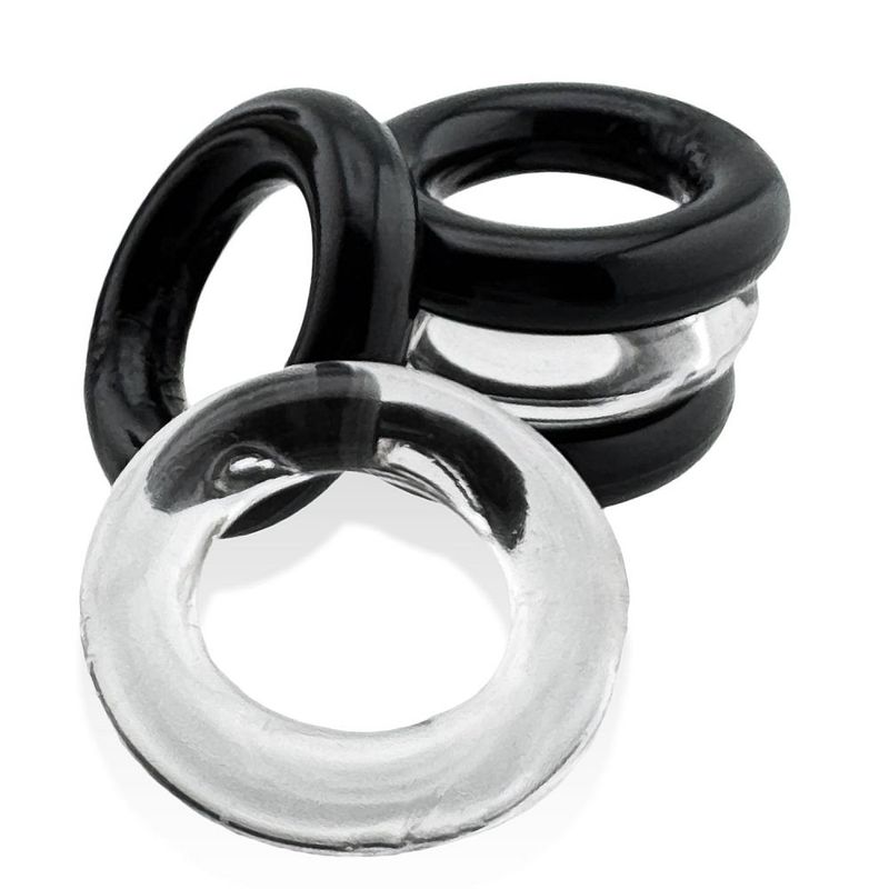 Hunkyjunk Jacker Stack Clear/Black five-ring set, loose ring arrangement with a clear ring in front