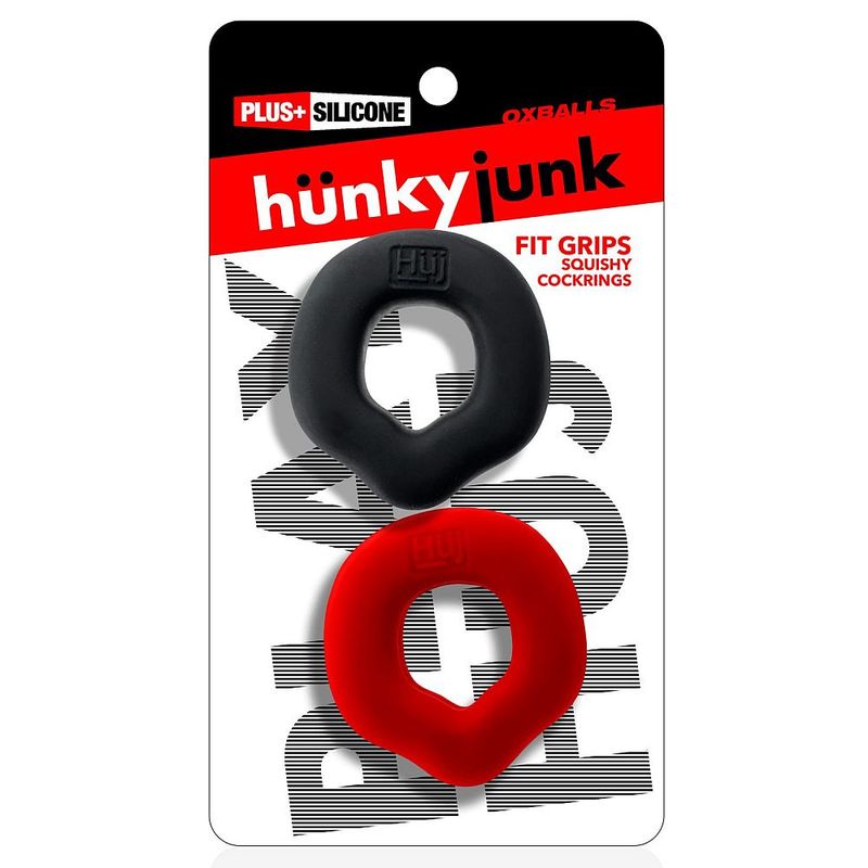 Black and red Fit Grips two-ring set in Plus+SILICONE retail packaging