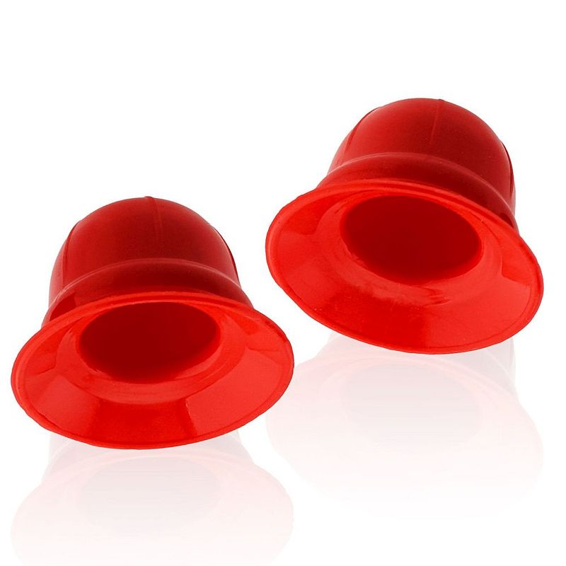 Hunkyjunk Nano Nips red silicone nipple suckers, underside view of openings and wide flanges