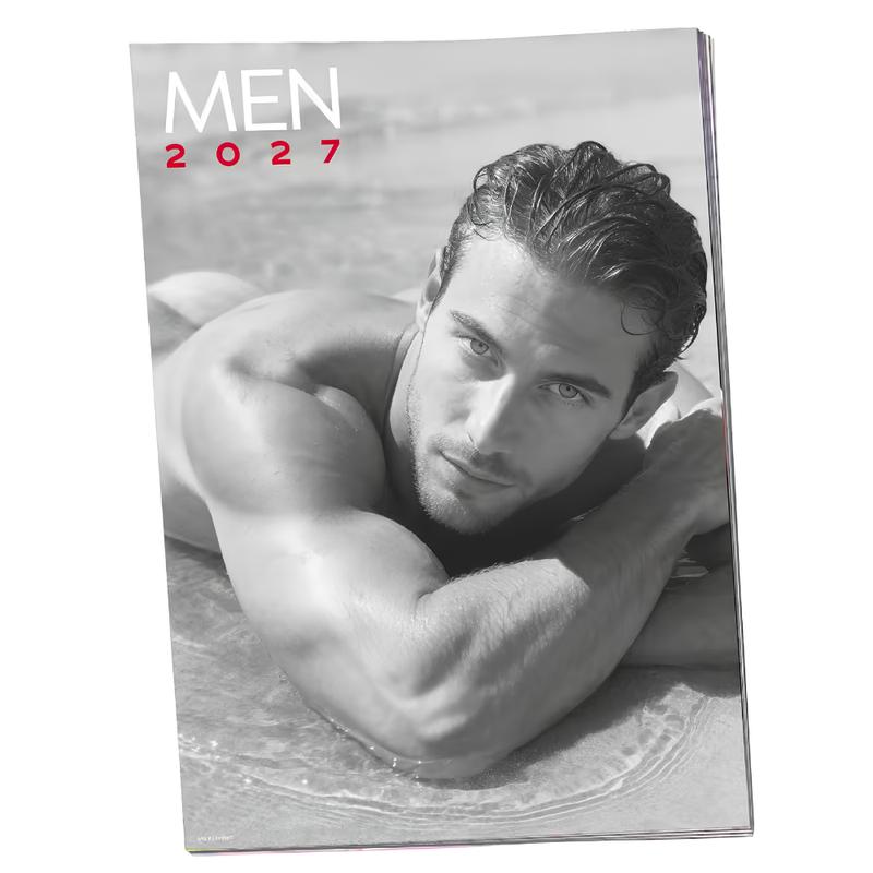 Sexy Men Wall Calendar 2027 With 12 Black & White Male Pin-Up Photos