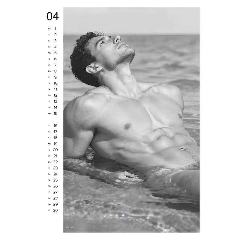 Sexy Men Wall Calendar 2027 With 12 Black & White Male Pin-Up Photos