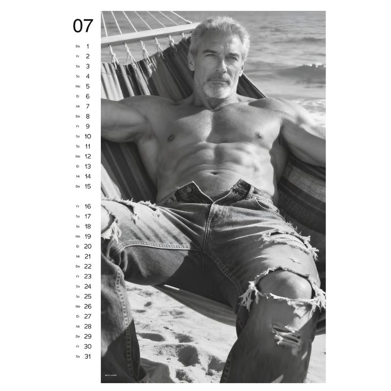 Sexy Men Wall Calendar 2027 With 12 Black & White Male Pin-Up Photos
