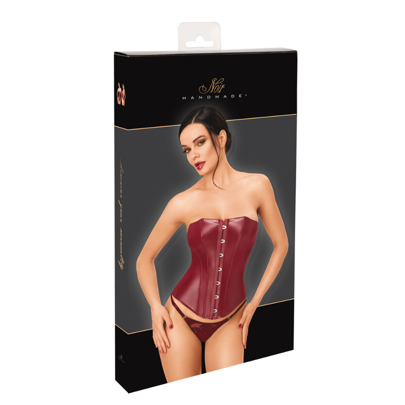 Noir Bordeaux Affair Burgundy corset retail-box packaging example