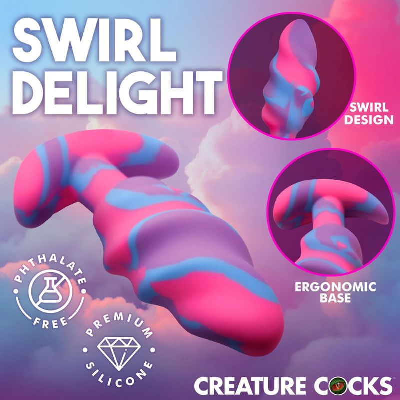 Creature Cocks Unicorn Swirl Silicone Butt Plug Medium