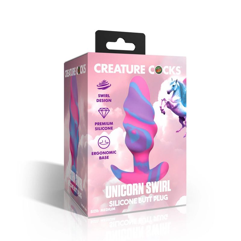 Creature Cocks Unicorn Swirl Silicone Butt Plug Medium