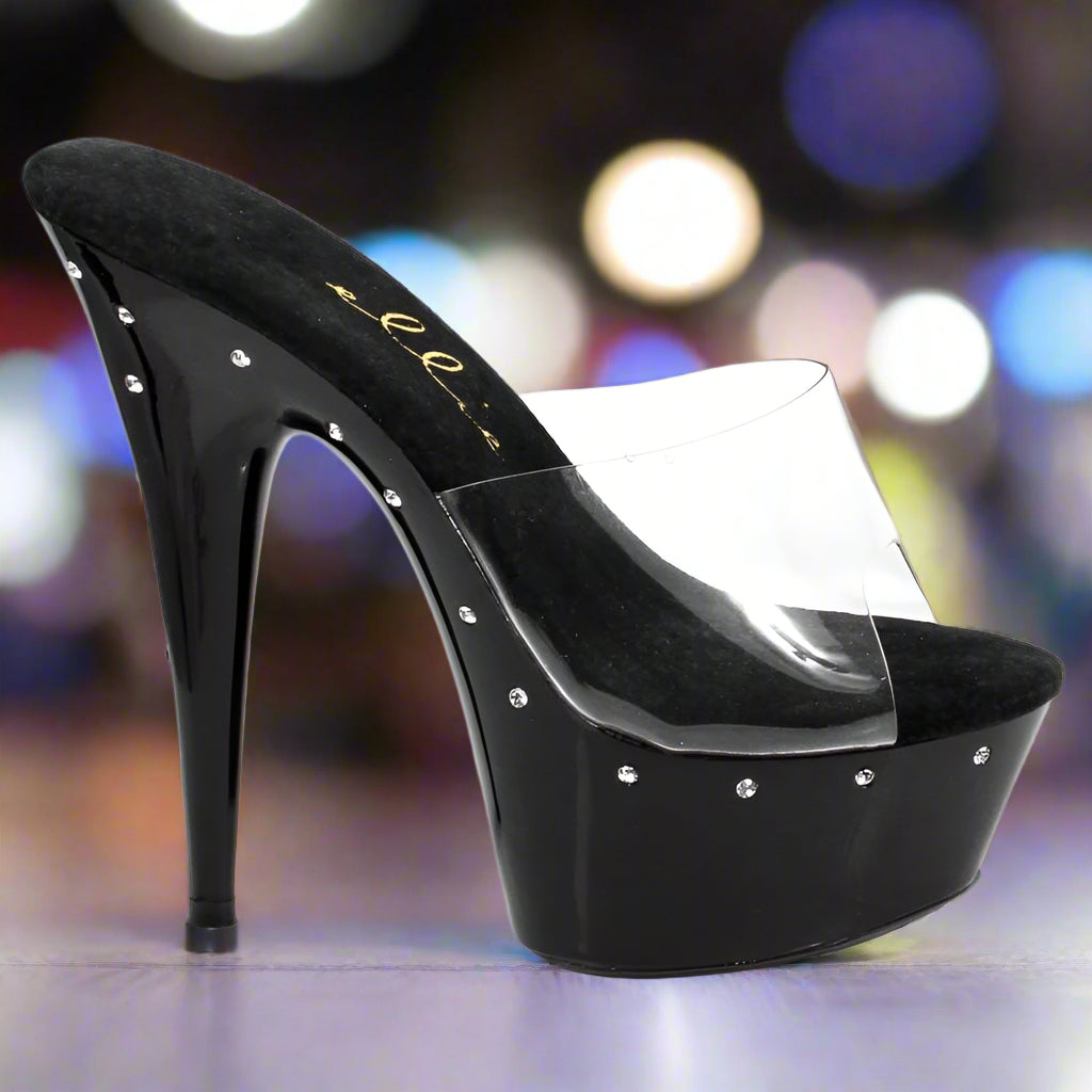 Ellie Shoes 6" Rhinestone Platform Mules – Slip-On Sparkle