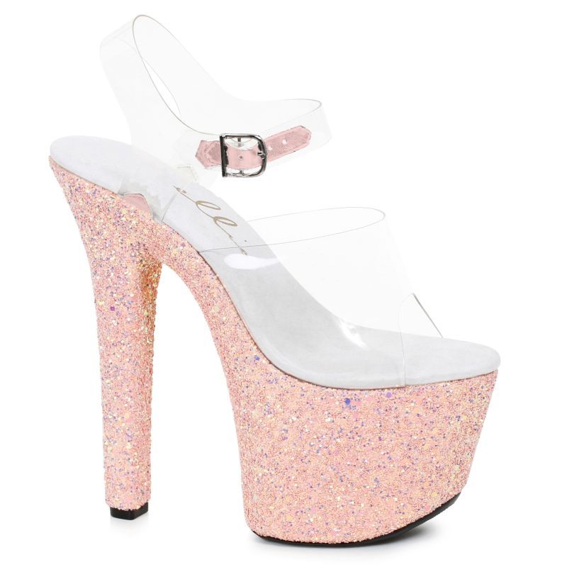 Ellie Shoes 7" Peach-Glitter Platform Heels - Big Night, Bold fit