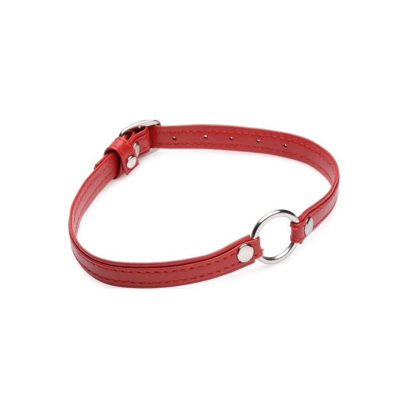 Fiery Red Pet Leather Choker with Silver Ring | The Love Shop