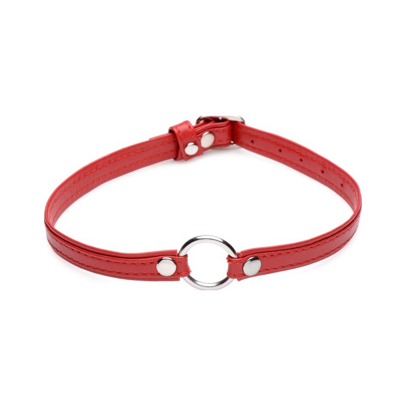 Fiery Red Pet Leather Choker with Silver Ring | The Love Shop