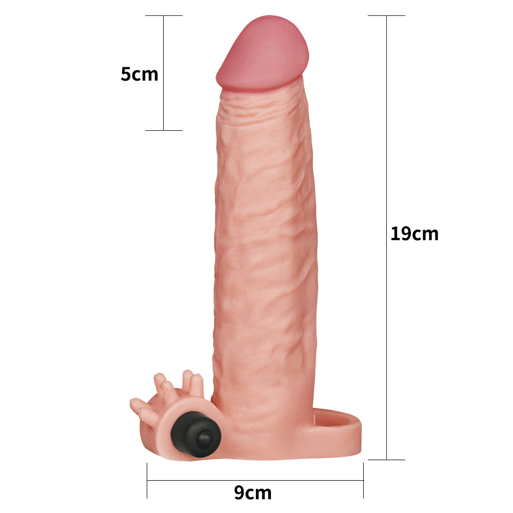 Vibrating Penis Sleeve Add 2 Inch Pleasure X Extender