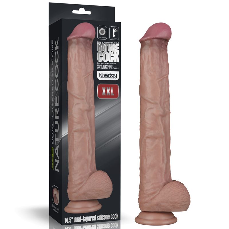 Lovetoy 14.5" Dual Layered Bendable Silicone Dildo XXL