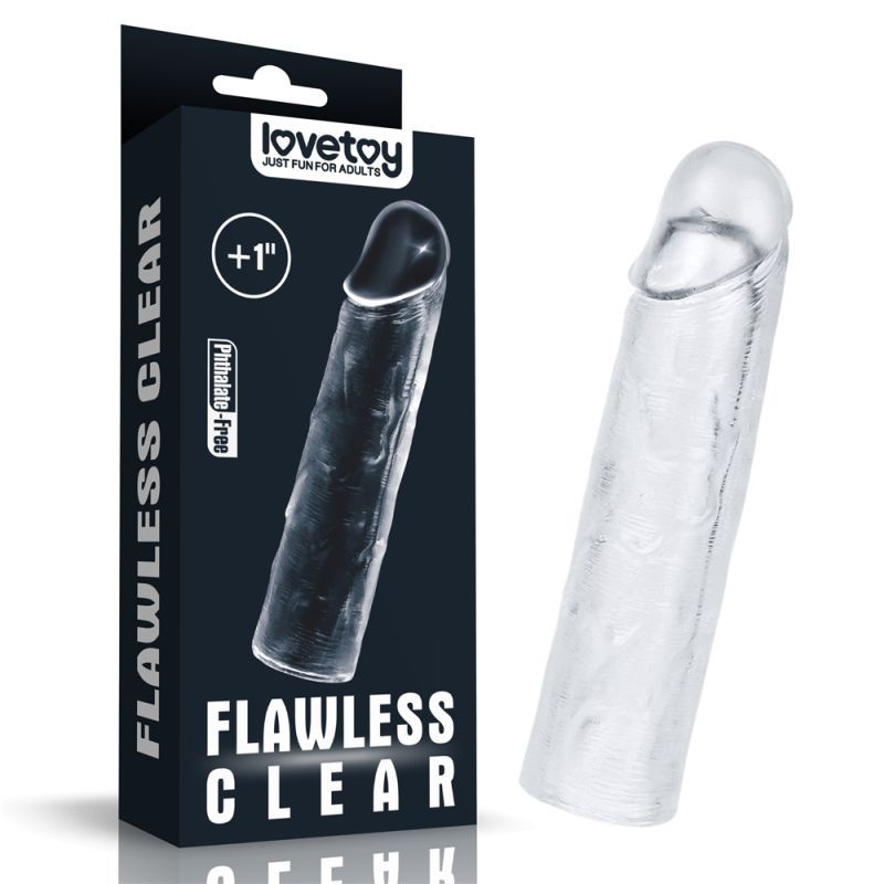 Lovetoy Clear Penis Extender Sleeve Plus 1 Inch | The Love Shop
