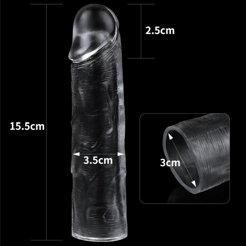 Lovetoy Clear Penis Extender Sleeve Plus 1 Inch | The Love Shop