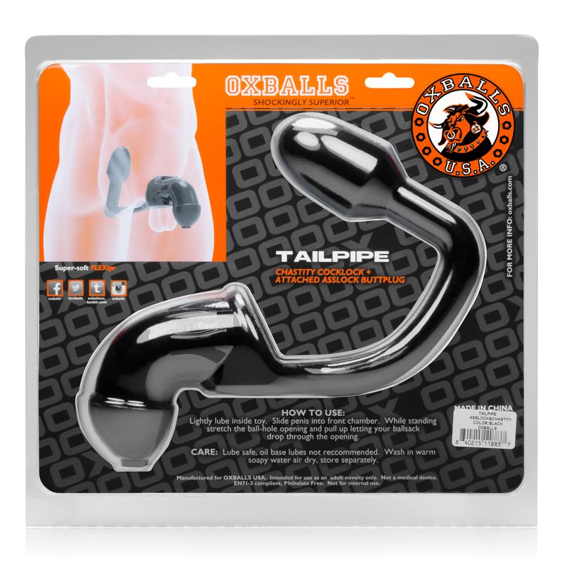 OxBalls Tailpipe Chastity Cockcage with Built-In Butt Plug