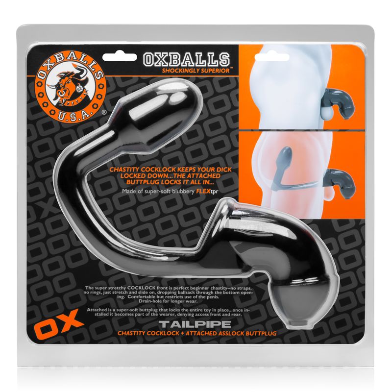 OxBalls Tailpipe Chastity Cockcage with Built-In Butt Plug