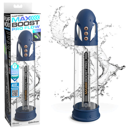 Rechargeable Waterproof Penis Pump Max Boost Pro Flow Blue