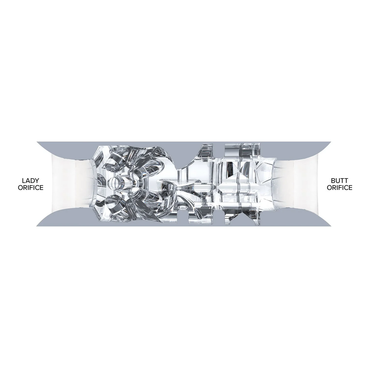 Cutaway of the Fleshlight Quickshot Riley Reid sleeve showing the Compact Utopia texture and two open ends