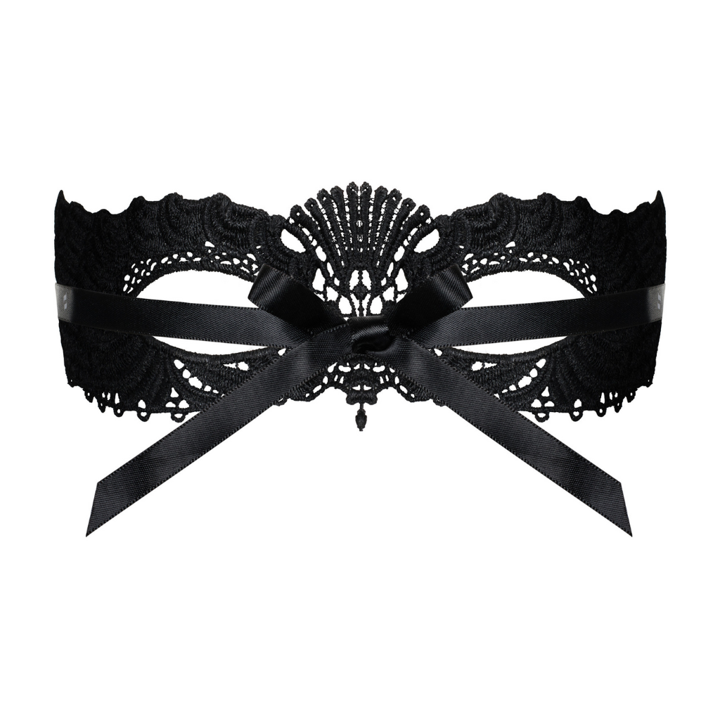 Tempting Black Mask with Ribbon Tie - One Size