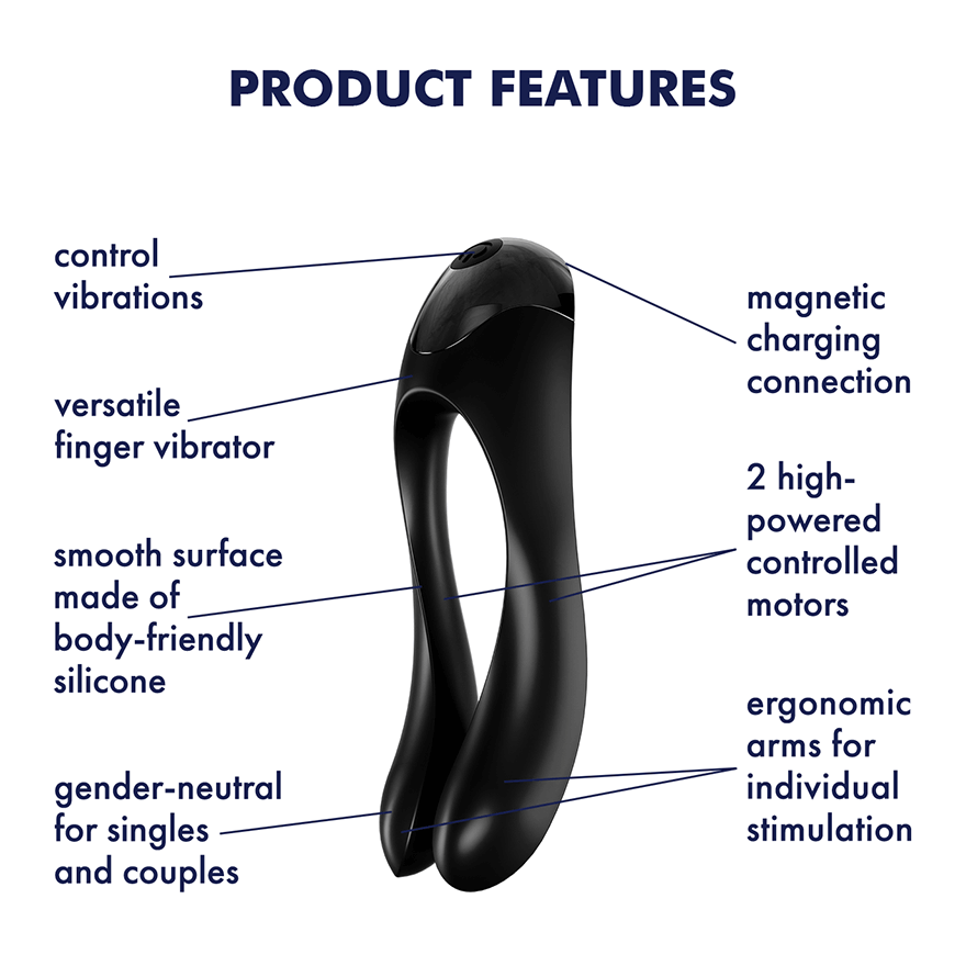 Satisfyer Candy Cane Finger Vibrator Waterproof Black