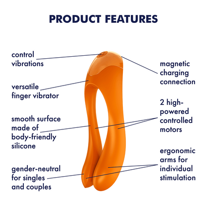 Satisfyer Candy Cane Finger Vibrator Waterproof Orange