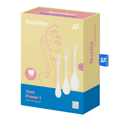 Satisfyer Yoni Power Balls 1 White 3 Piece Kegal Set White