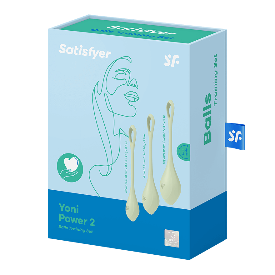 Satisfyer Yoni Power Balls 2 Green 3 Piece Kegal Set Green