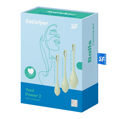 Satisfyer Yoni Power Balls 2 Green 3 Piece Kegal Set Green