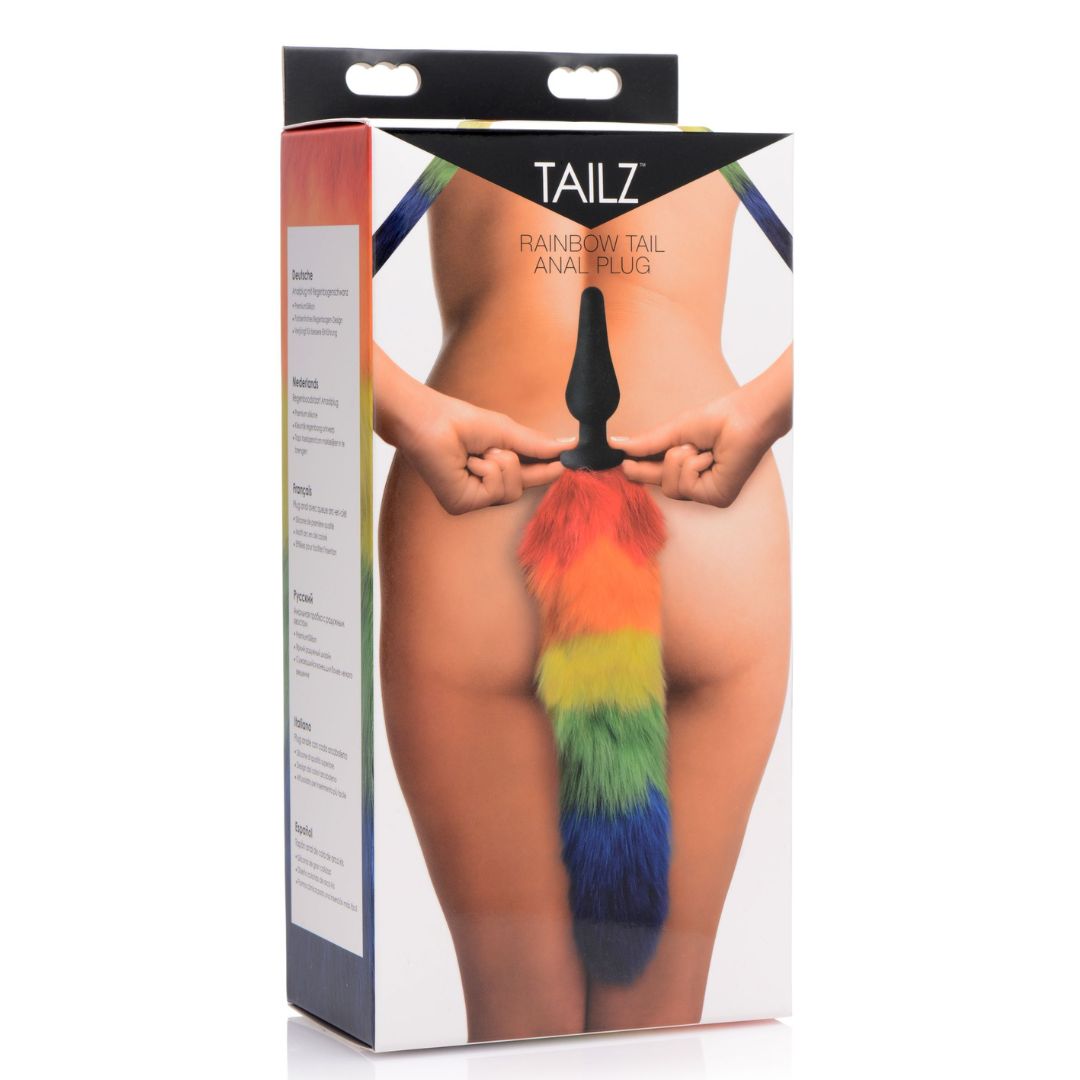 Rainbow Fur Tail Silicone Butt Plug by Tailz