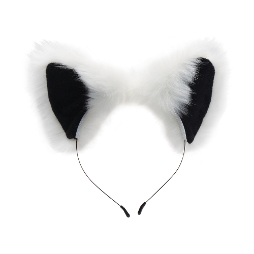 White Fox Tail Butt Plug with Ears Set White