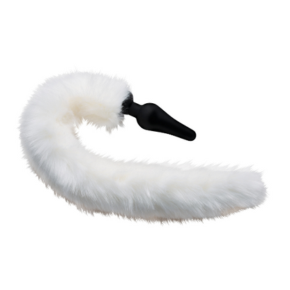 White Fox Tail Butt Plug with Ears Set White