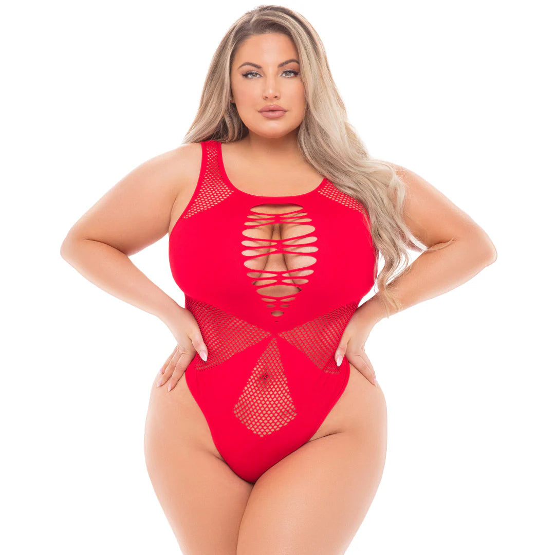 Duchess High Neck Red Bodysuit Queen