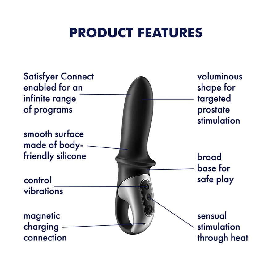 Satisfyer Warming Anal Vibrator Hot Passion Connect App Black