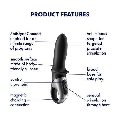 Satisfyer Warming Anal Vibrator Hot Passion Connect App Black