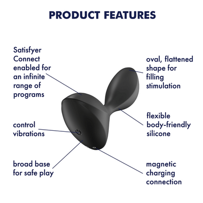 Satisfyer Vibrating Butt Plug Sweet Seal App Controlled Black