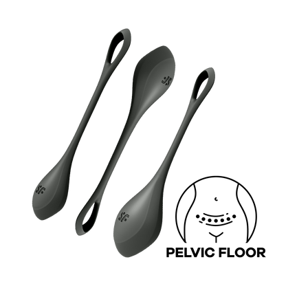 Satisfyer Yoni Power Balls 2 Kegal 3 Piece Set in Black