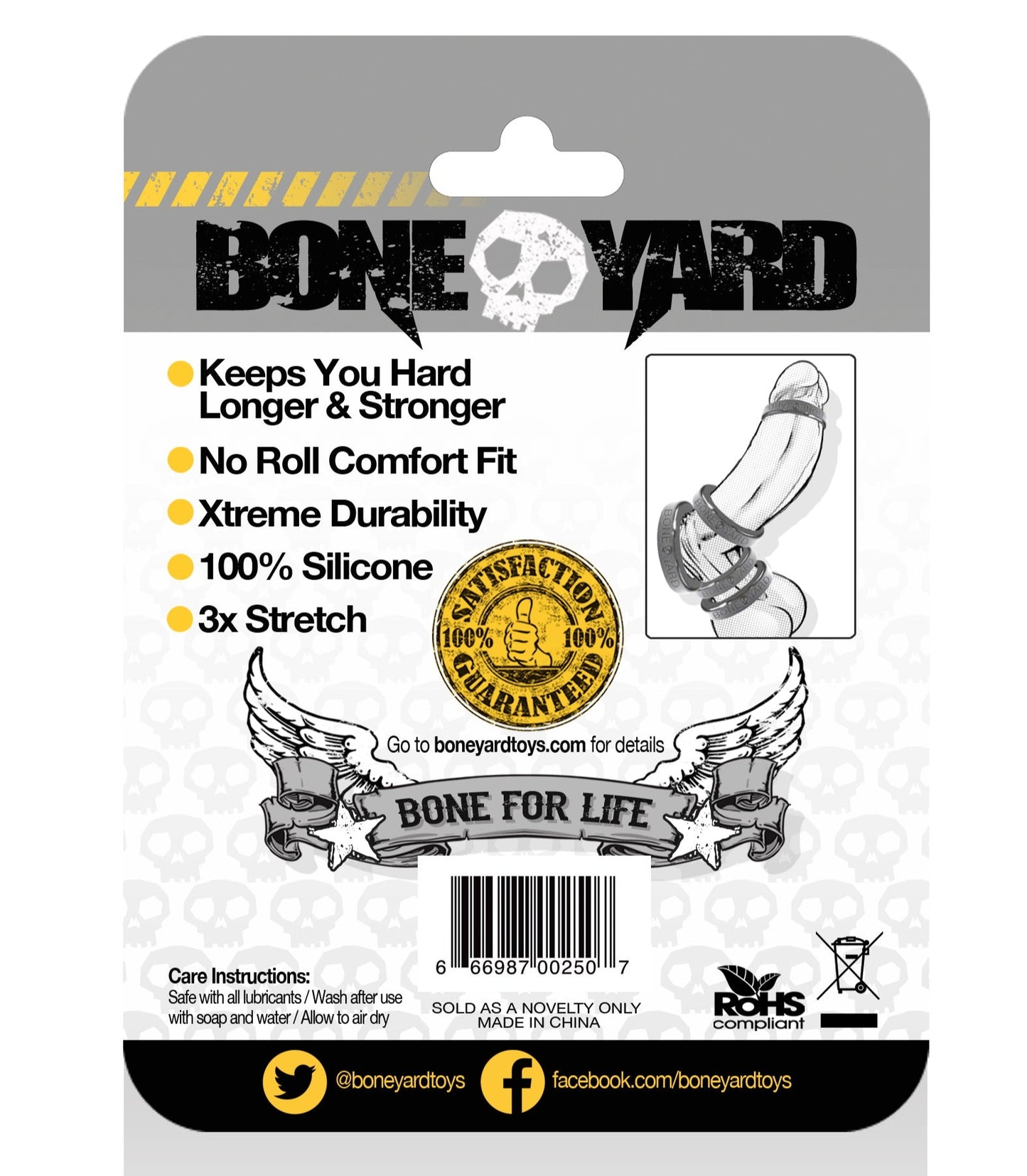 Boneyard Silicone Cockring 50mm Grey