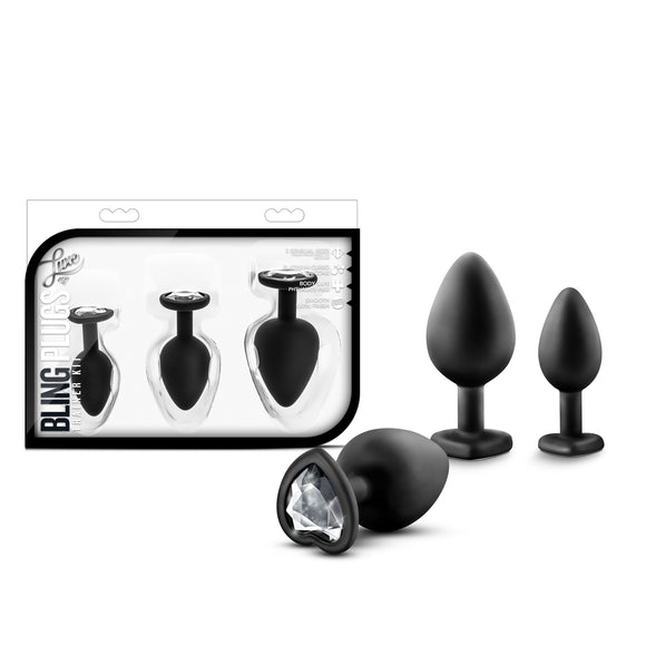 Luxe Bling Butt Plugs Training Kit Black With Gems