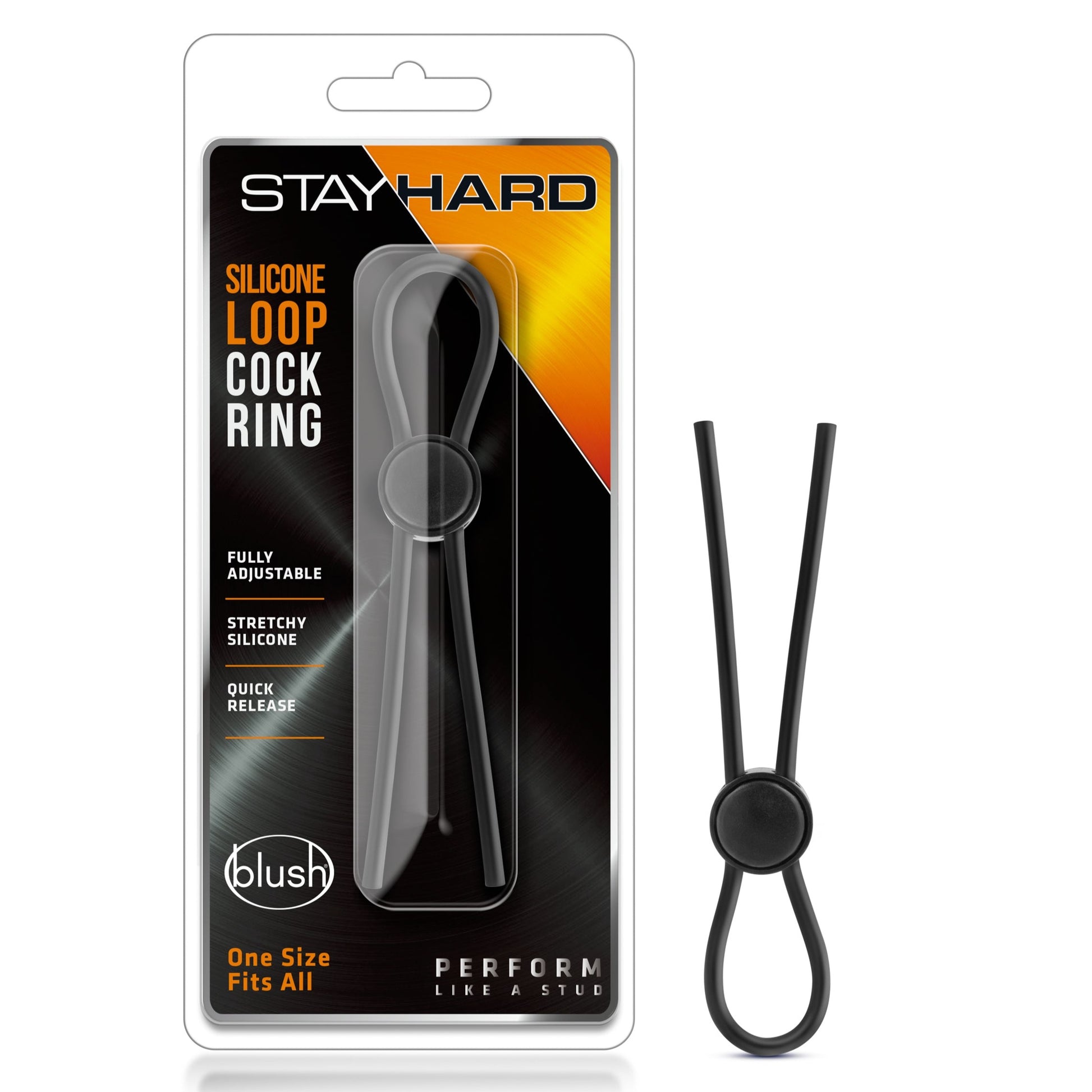 Stay Hard Silicone Loop Cock Ring Black