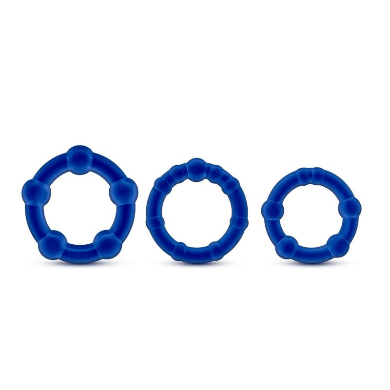 Stay Hard Beaded Cock Ring Set Blue