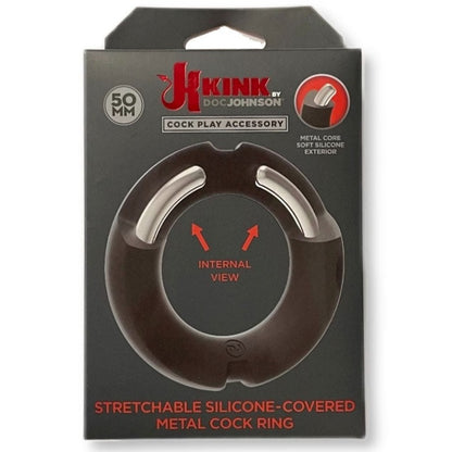 Kink Hybrid Silicone Covered Metal Cock Ring 50mm