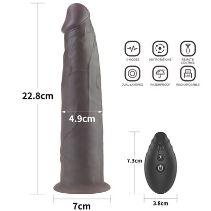 9 inch Vibe Dual Layered Silicone Rotator Dark